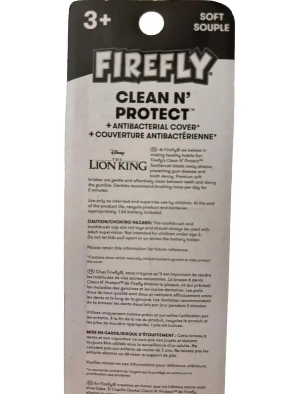 Firefly Disney Lion King Kids Powered Soft Toothbrush Clean N Protect Brush Caps